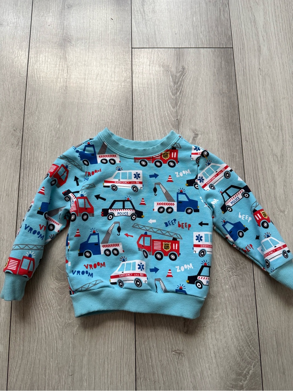 Little Sleepies Light Blue Emergency Vehicle Sweatshirt